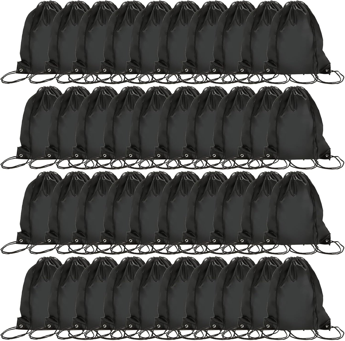 Sac de sport à cordon – résistant à l'eau, Lot de 40, noir