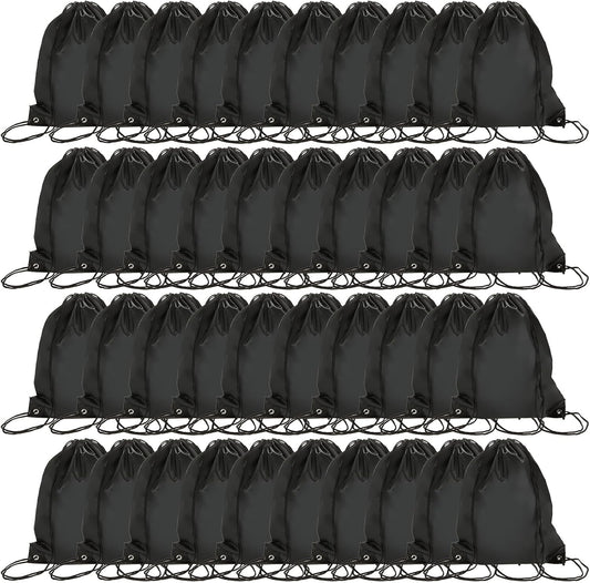 Sac de sport à cordon – résistant à l'eau, Lot de 40, noir